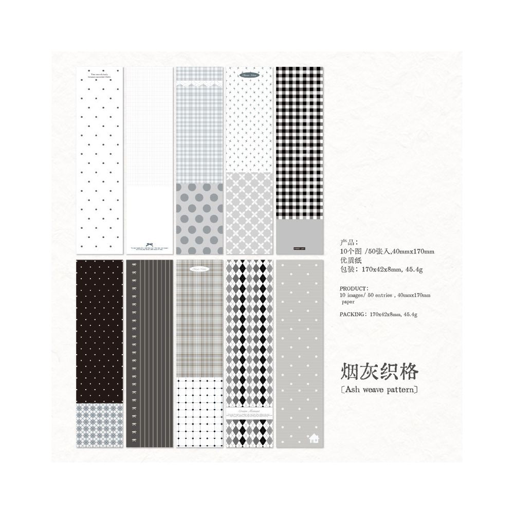 Grid Story Series Material Paper 4cm x 17cm 50 Sheets 4 Designs