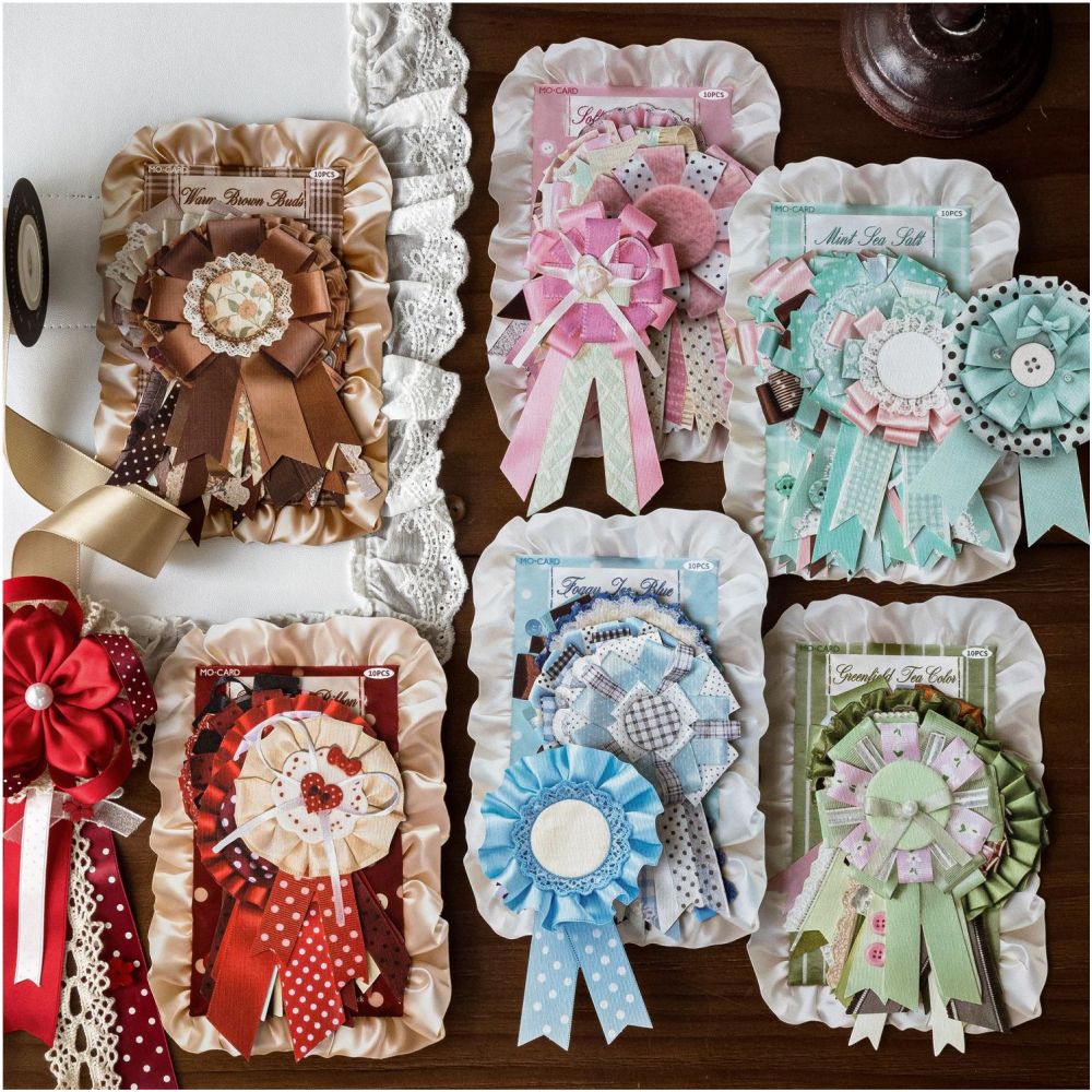 Vintage Ribbon Medal Paper Stickers 10psc 6 Designs image 0