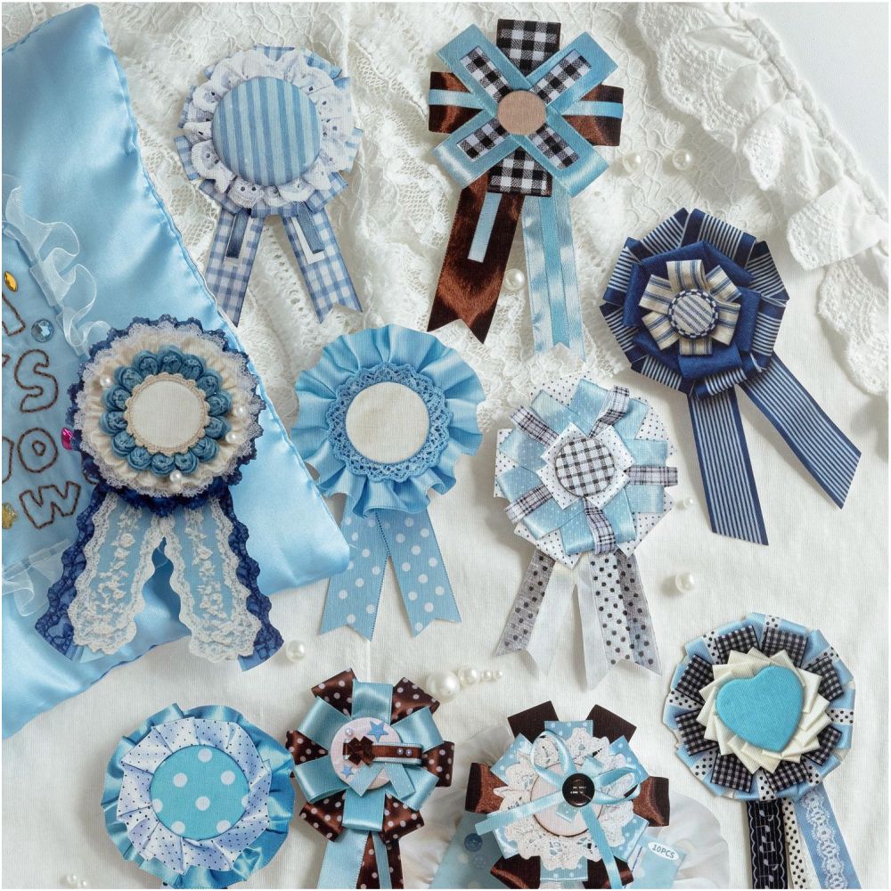 Vintage Ribbon Medal Paper Stickers 10psc 6 Designs image 2