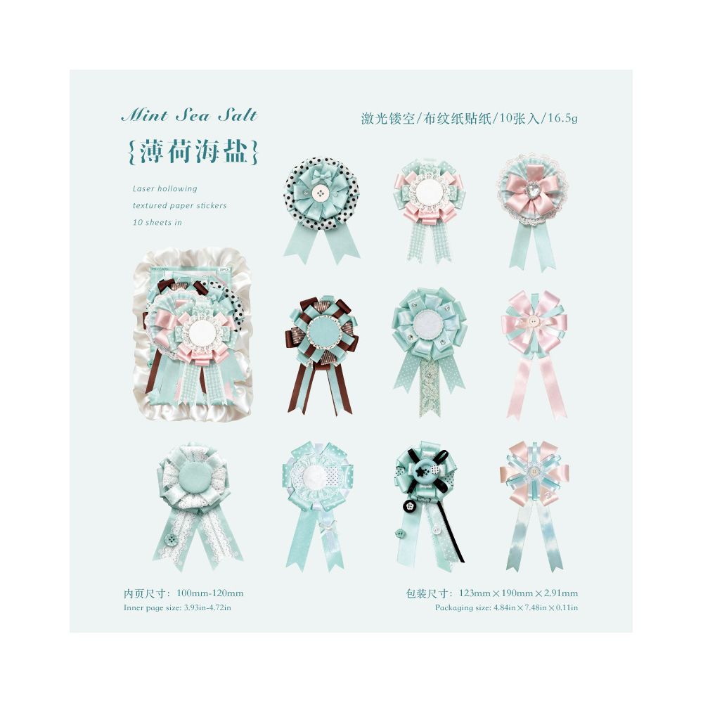 Vintage Ribbon Medal Paper Stickers 10psc 6 Designs