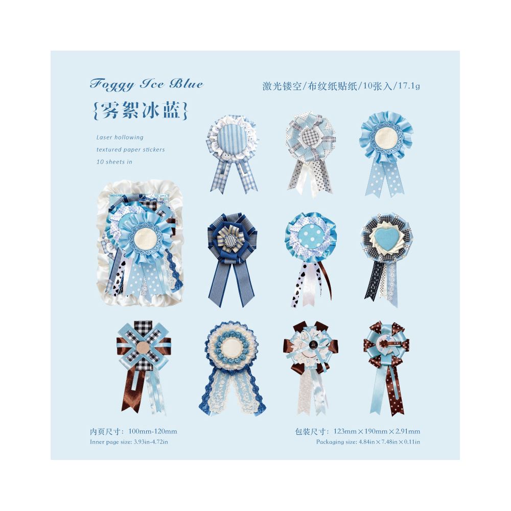 Vintage Ribbon Medal Paper Stickers 10psc 6 Designs