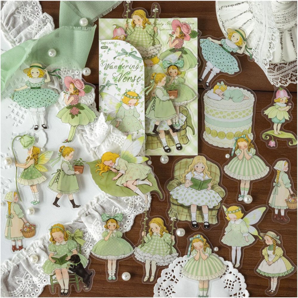Vintage Fairy Tale Girl Series PET Stickers 30psc 4 Designs image 1