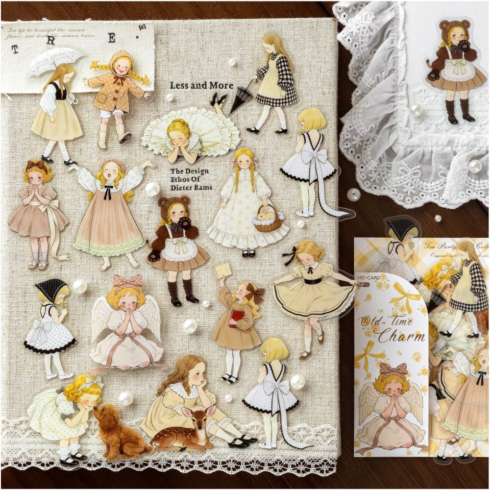 Vintage Fairy Tale Girl Series PET Stickers 30psc 4 Designs image 2