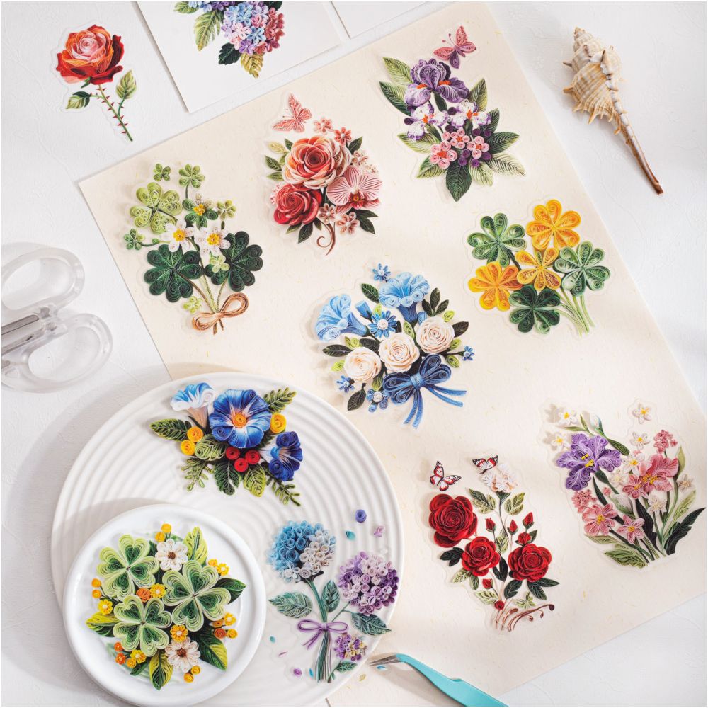Flower Art Series PET Stickers 10psc 6 variants image 0