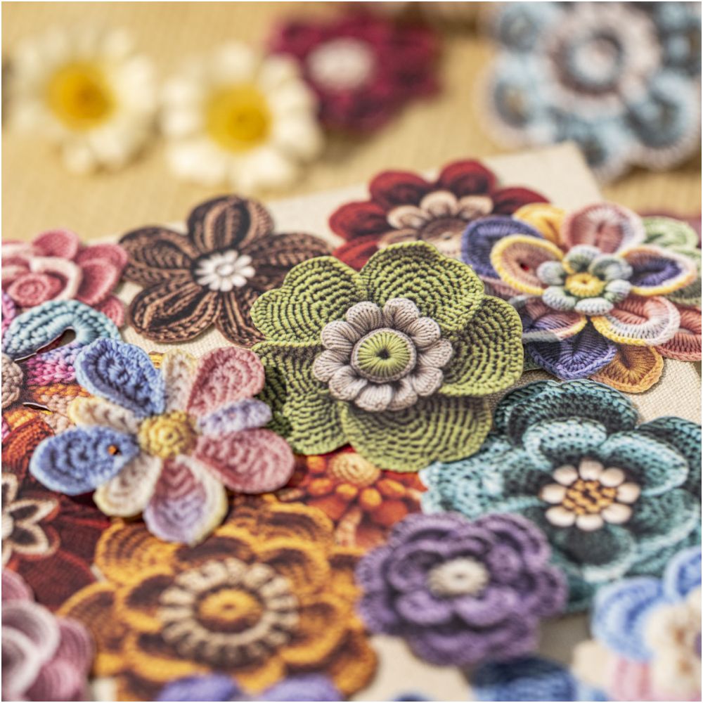 Crocheted Garden Series Paper Stickers 50psc image 0