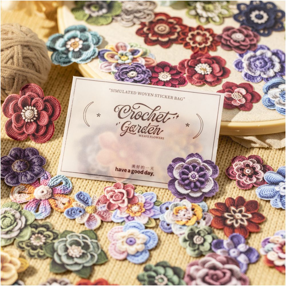 Crocheted Garden Series Paper Stickers 50psc image 1