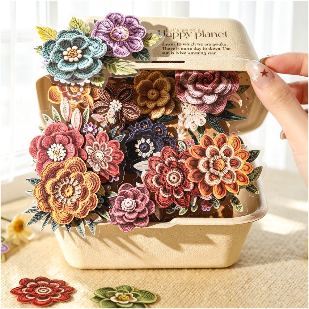 Crocheted Garden Series Paper Stickers 50psc image 2