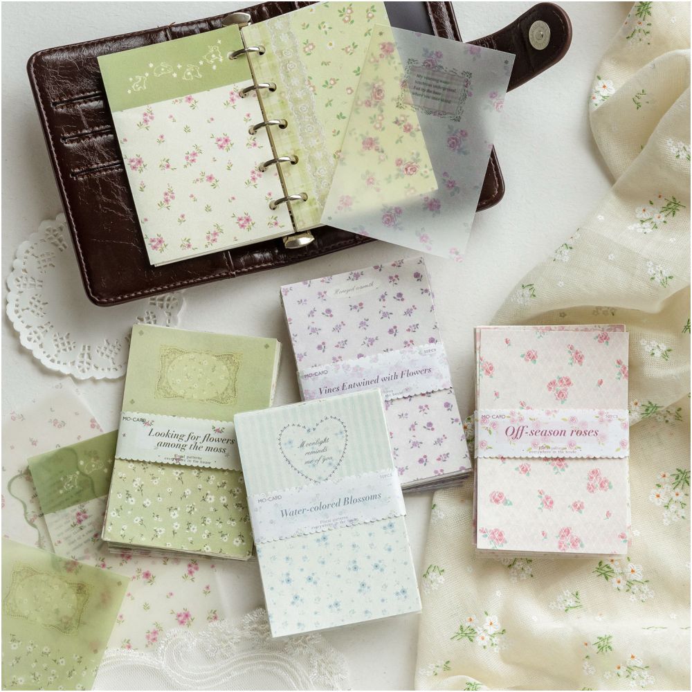 Floral Abundance Series Material Paper 7cm x 10 5cm 50 Sheets 6 Designs image 0