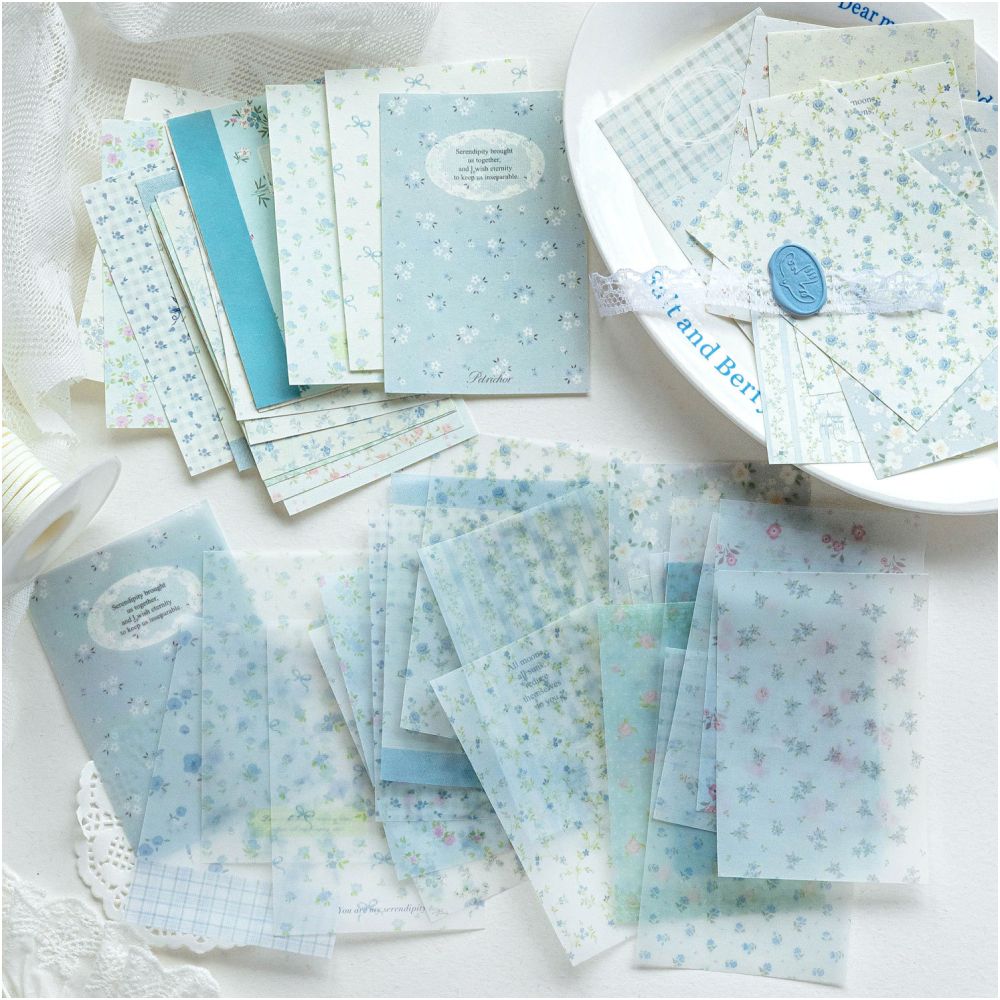 Floral Abundance Series Material Paper 7cm x 10 5cm 50 Sheets 6 Designs image 1