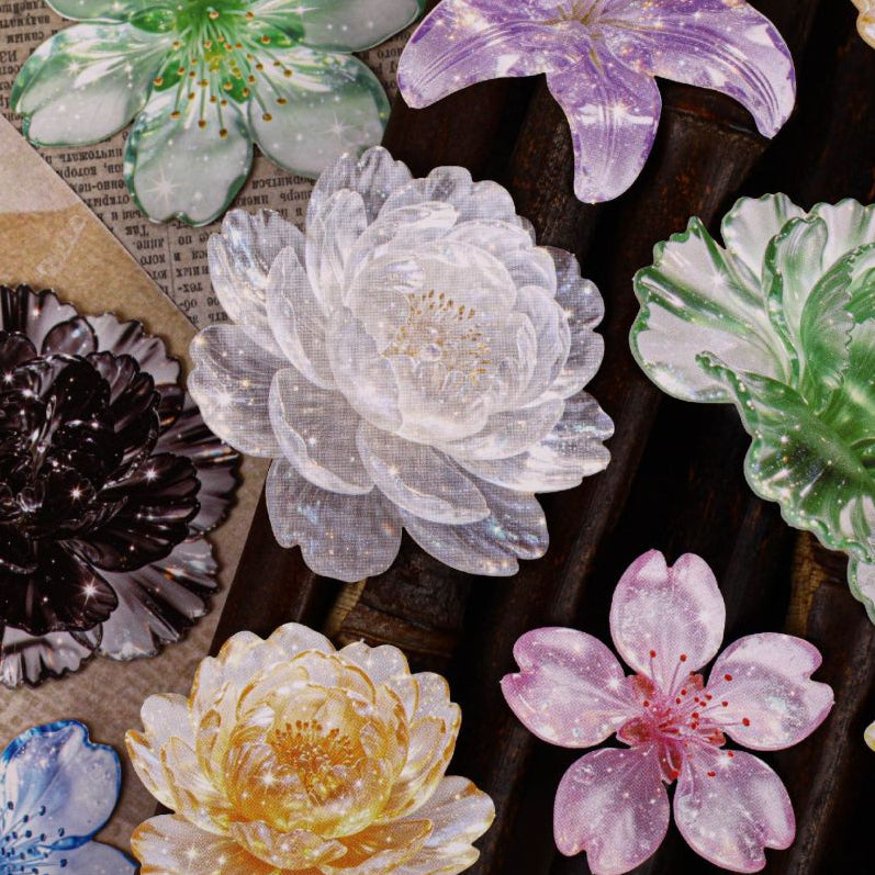 Glass Flower Series Large Size PET Stickers 10psc 6 variants image 1