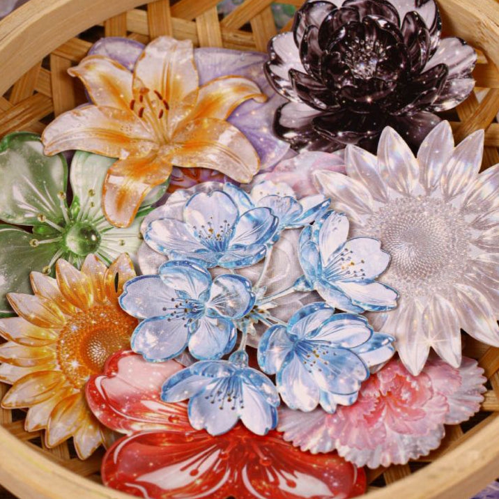 Glass Flower Series Large Size PET Stickers 10psc 6 variants image 2