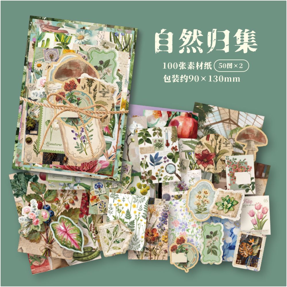 Paper Nostalgic Series Paper Stickers 100psc 12 variants