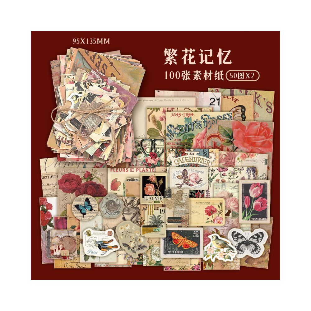 Paper Nostalgic Series Paper Stickers 100psc 12 variants