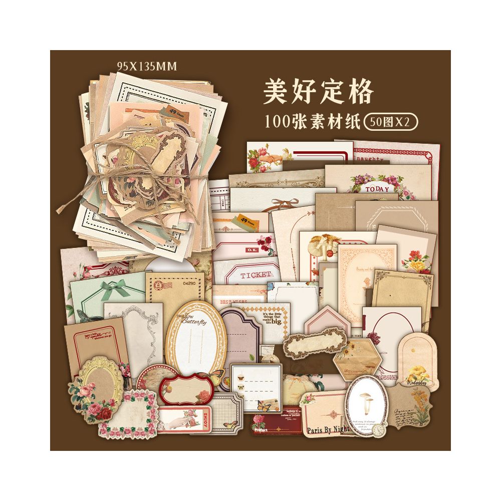 Paper Nostalgic Series Paper Stickers 100psc 12 variants
