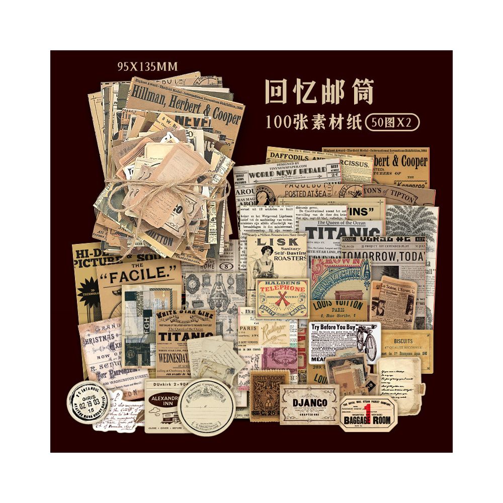 Paper Nostalgic Series Paper Stickers 100psc 12 variants