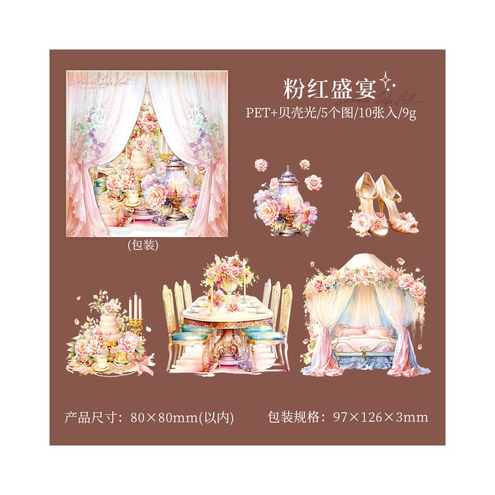 Girl's Lifestyle Series PET Stickers 10psc 6 Designs