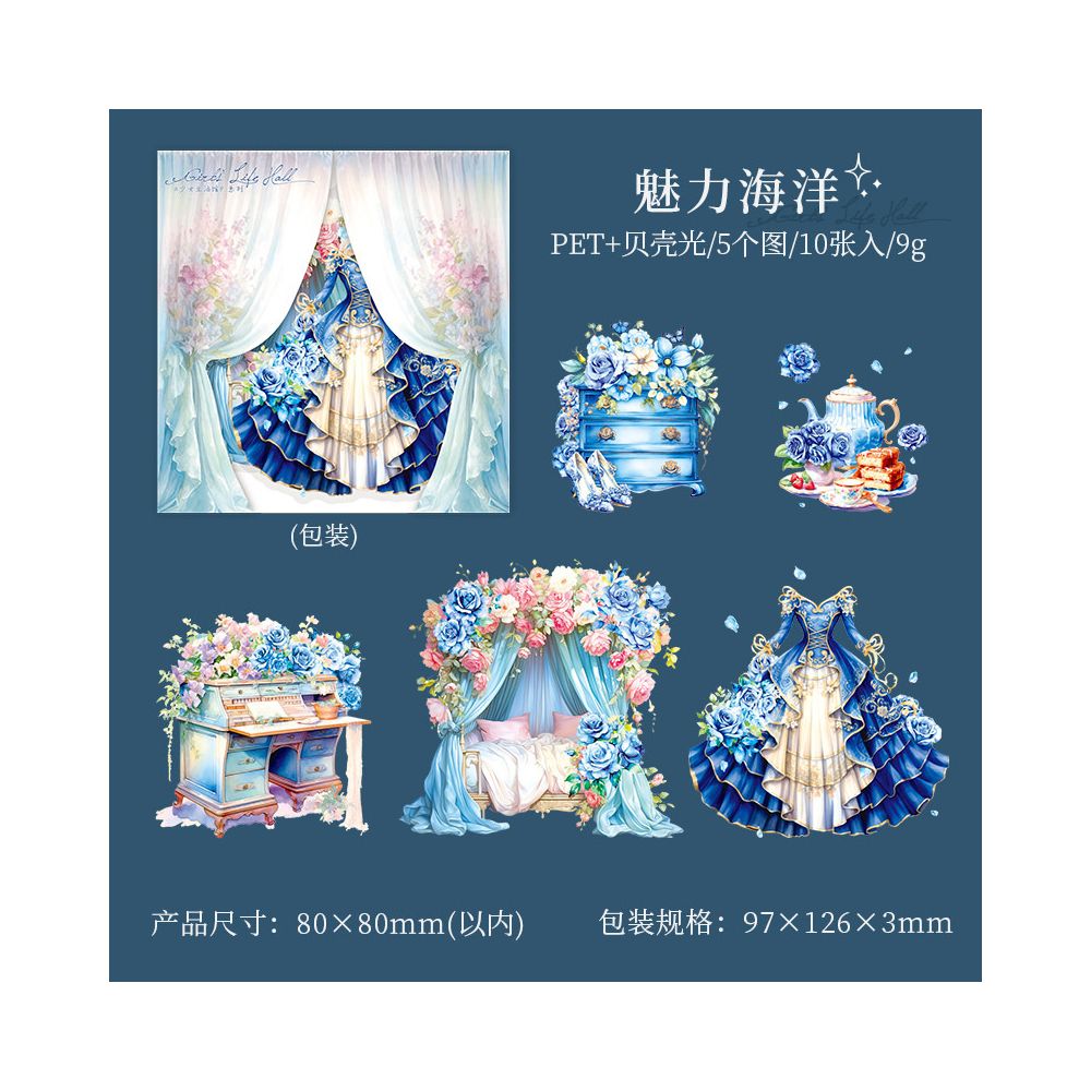 Girl's Lifestyle Series PET Stickers 10psc 6 Designs