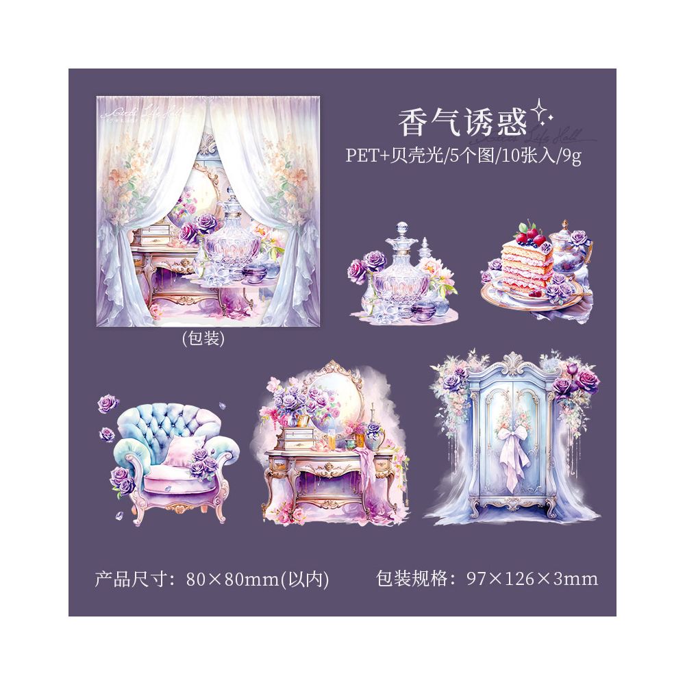 Girl's Lifestyle Series PET Stickers 10psc 6 Designs