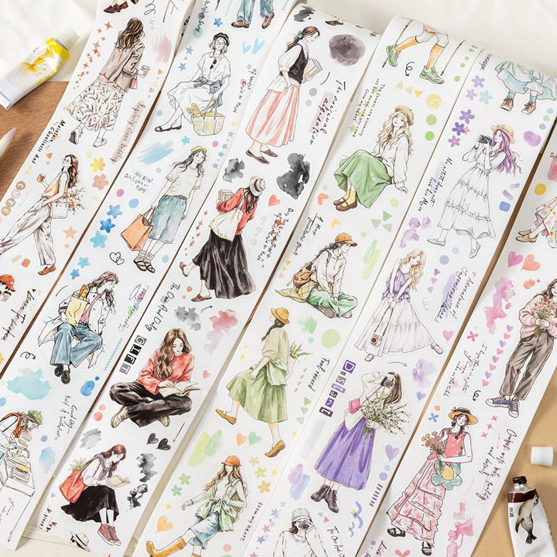 Painted Girl Collection Washi Tape 5cm x 2m 6 Designs image 0