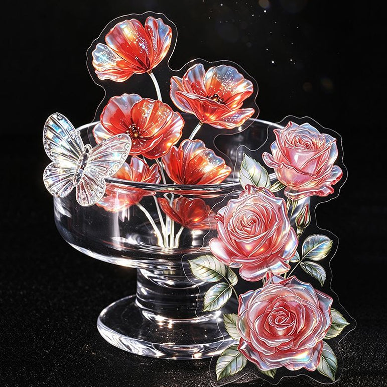 Crystal Flower Series Large Size PET Stickers 10psc 6 Designs image 0