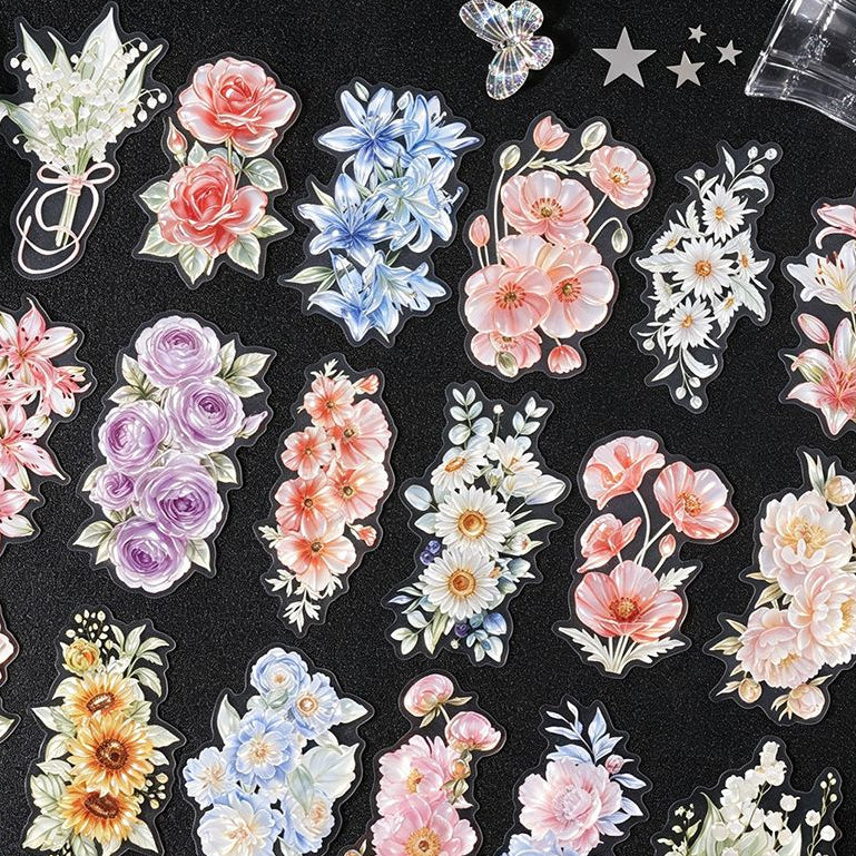 Crystal Flower Series Large Size PET Stickers 10psc 6 Designs image 1