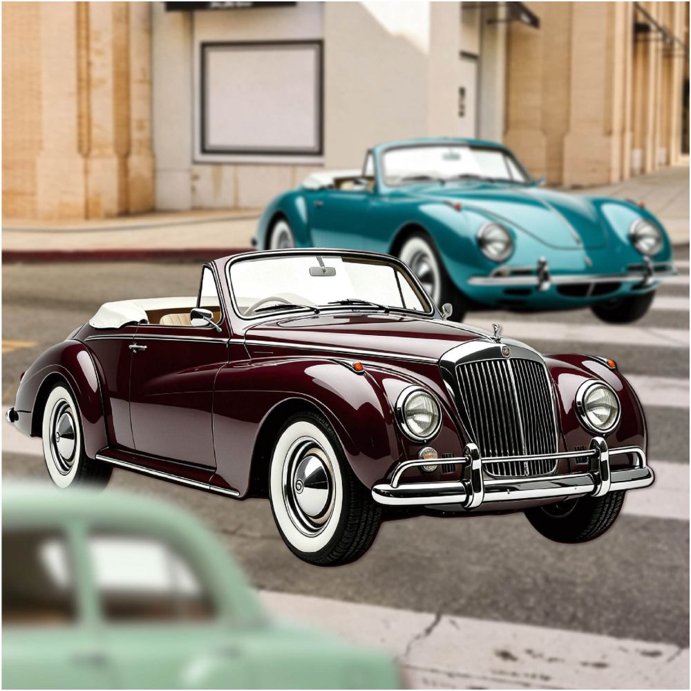 Vintage Car Collection Paper Stickers 10psc 6 variants image 0