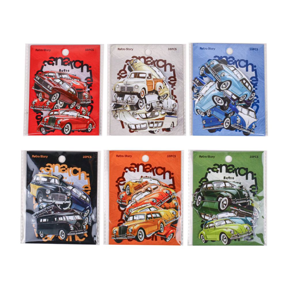 Vintage Car Collection Paper Stickers 10psc 6 variants image 4