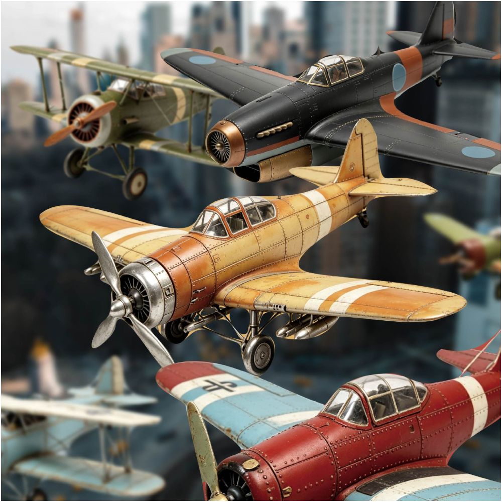 Vintage Airplane Series Paper Stickers 10psc 6 variants image 2