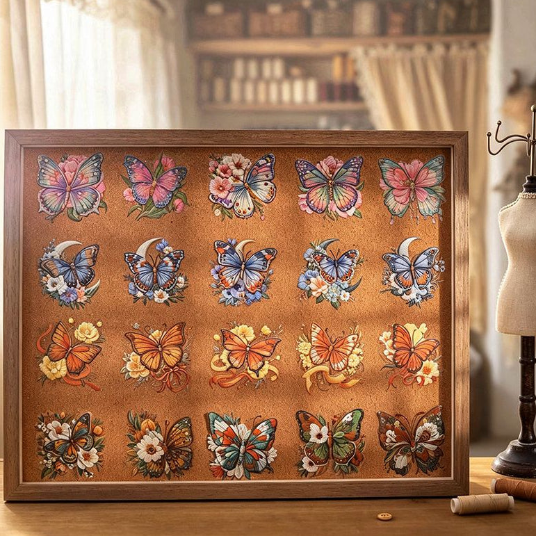 Butterfly Series Vintage PET Stickers 6 Designs 15 Pcs image 2