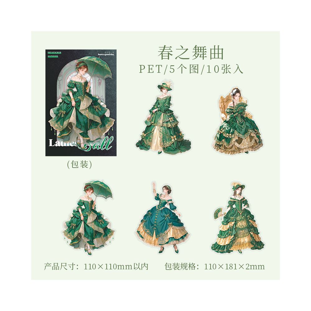 Duchess's Ball Series Character PET Stickers 6 Styles 10 Sheets