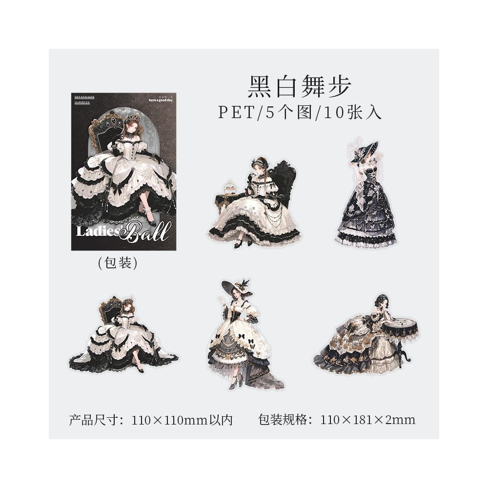 Duchess's Ball Series Character PET Stickers 6 Styles 10 Sheets