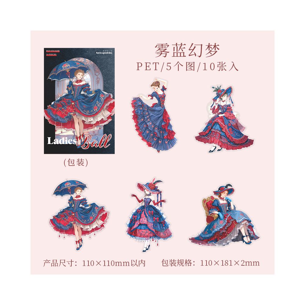 Duchess's Ball Series Character PET Stickers 6 Styles 10 Sheets