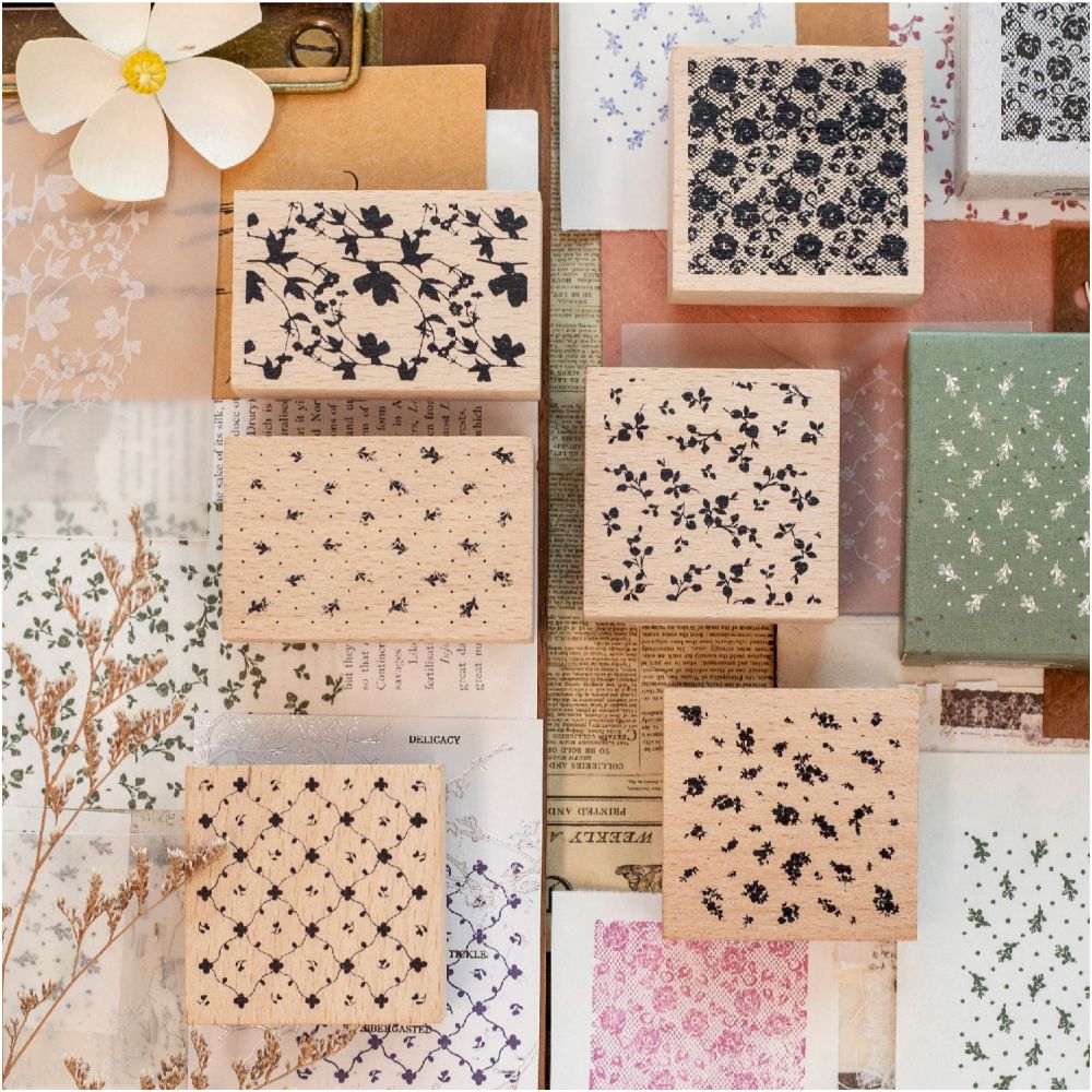 Vintage Wooden Rubber Stamps 6 Styles image 1