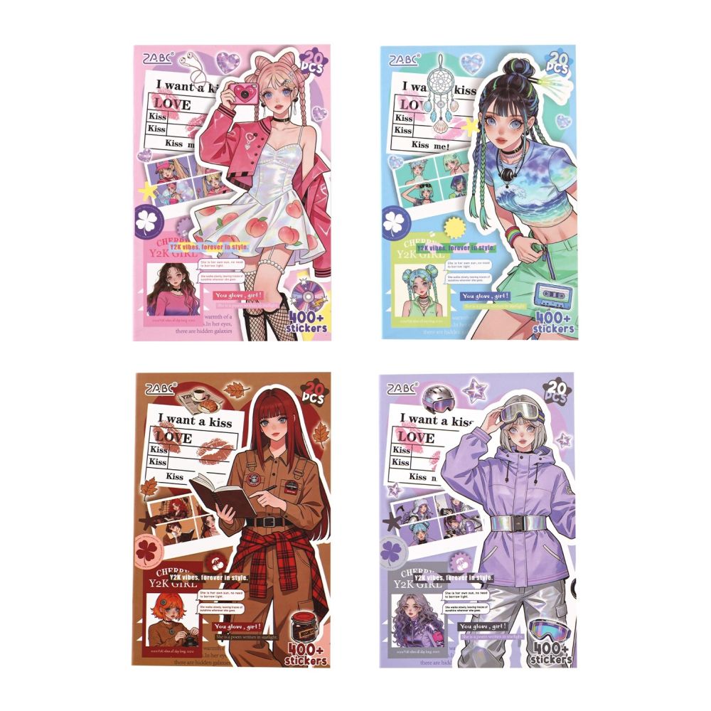 Millennial Girl s Diary Series Character Sticker Book 20 Sheets 4 Styles image 4