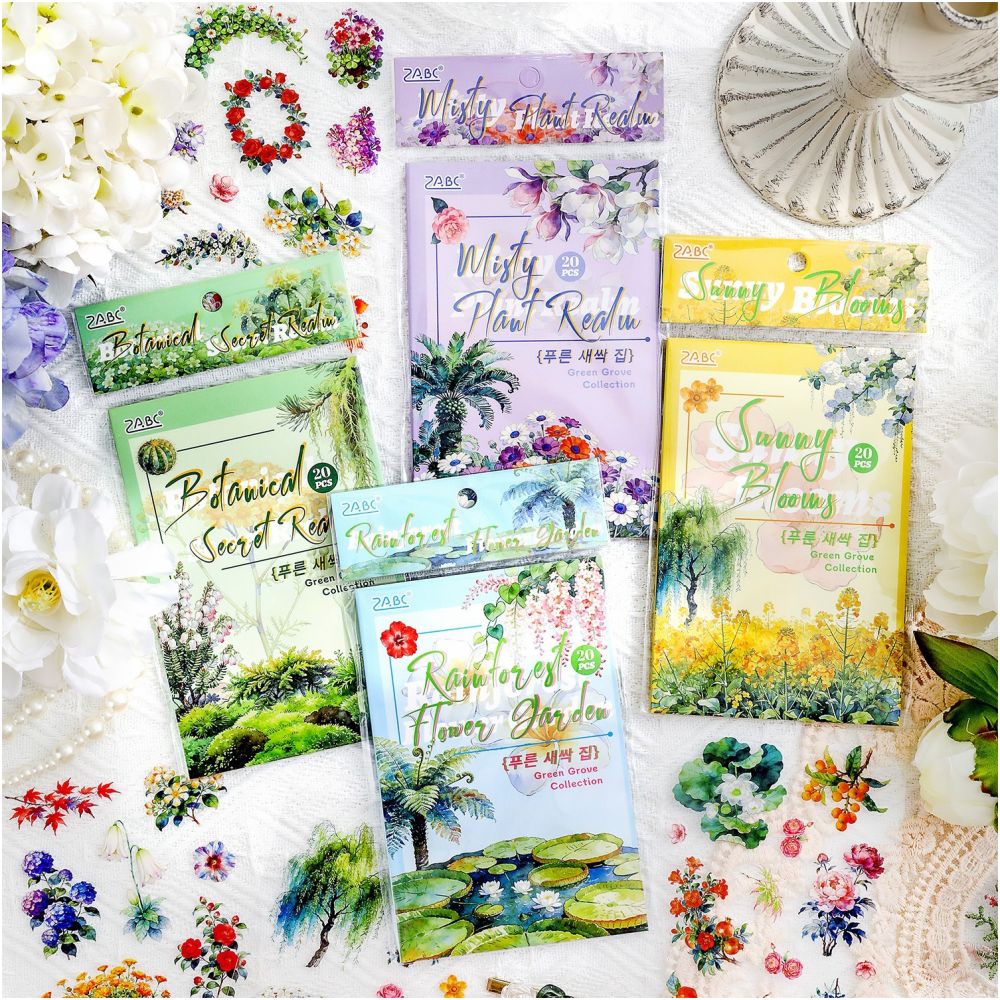 Small Collection Series Flower Theme Sicker Book 20 Sheets 4 Styles image 0