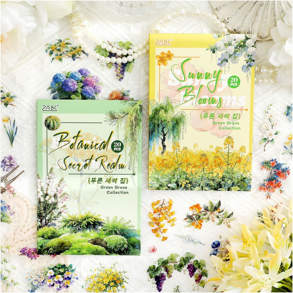 Small Collection Series Flower Theme Sicker Book 20 Sheets 4 Styles image 2