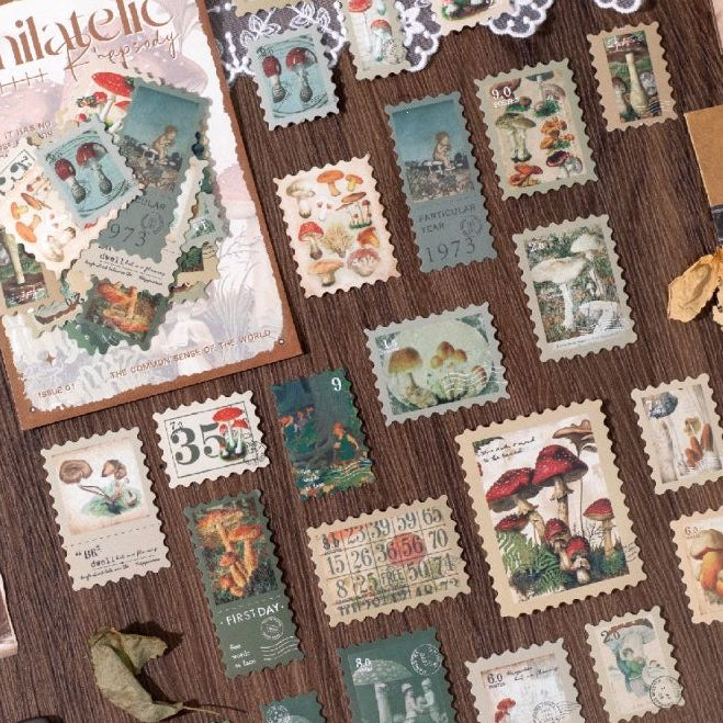 Vintage Paper Stamp Stickers 50 sheets 6 designs image 3