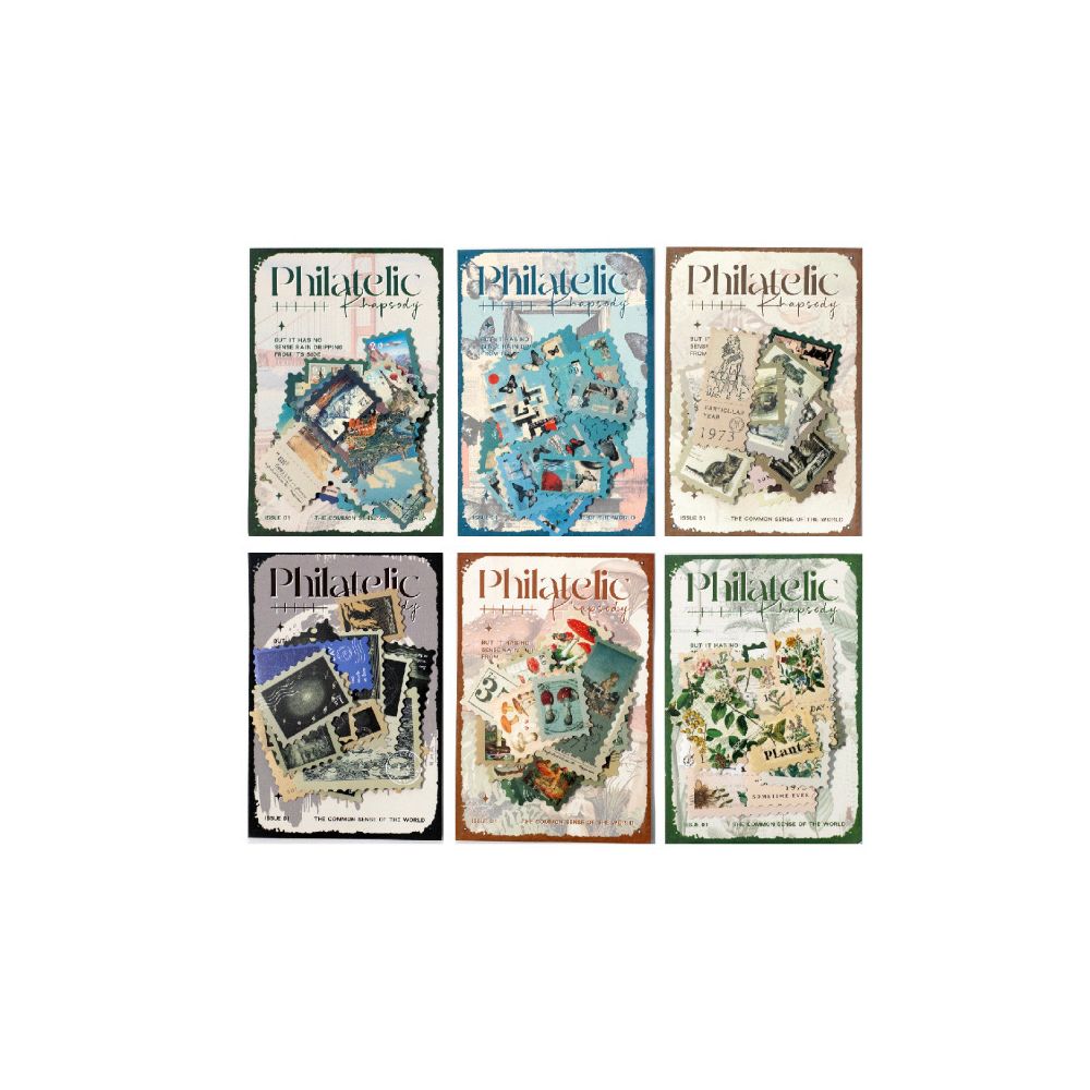 Vintage Paper Stamp Stickers 50 sheets 6 designs image 4