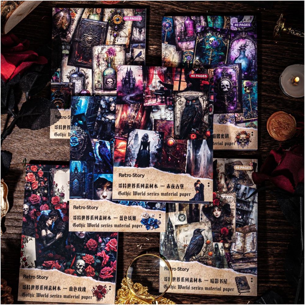 Gothic World Series Material paper 40 Sheets 3 Styles image 1