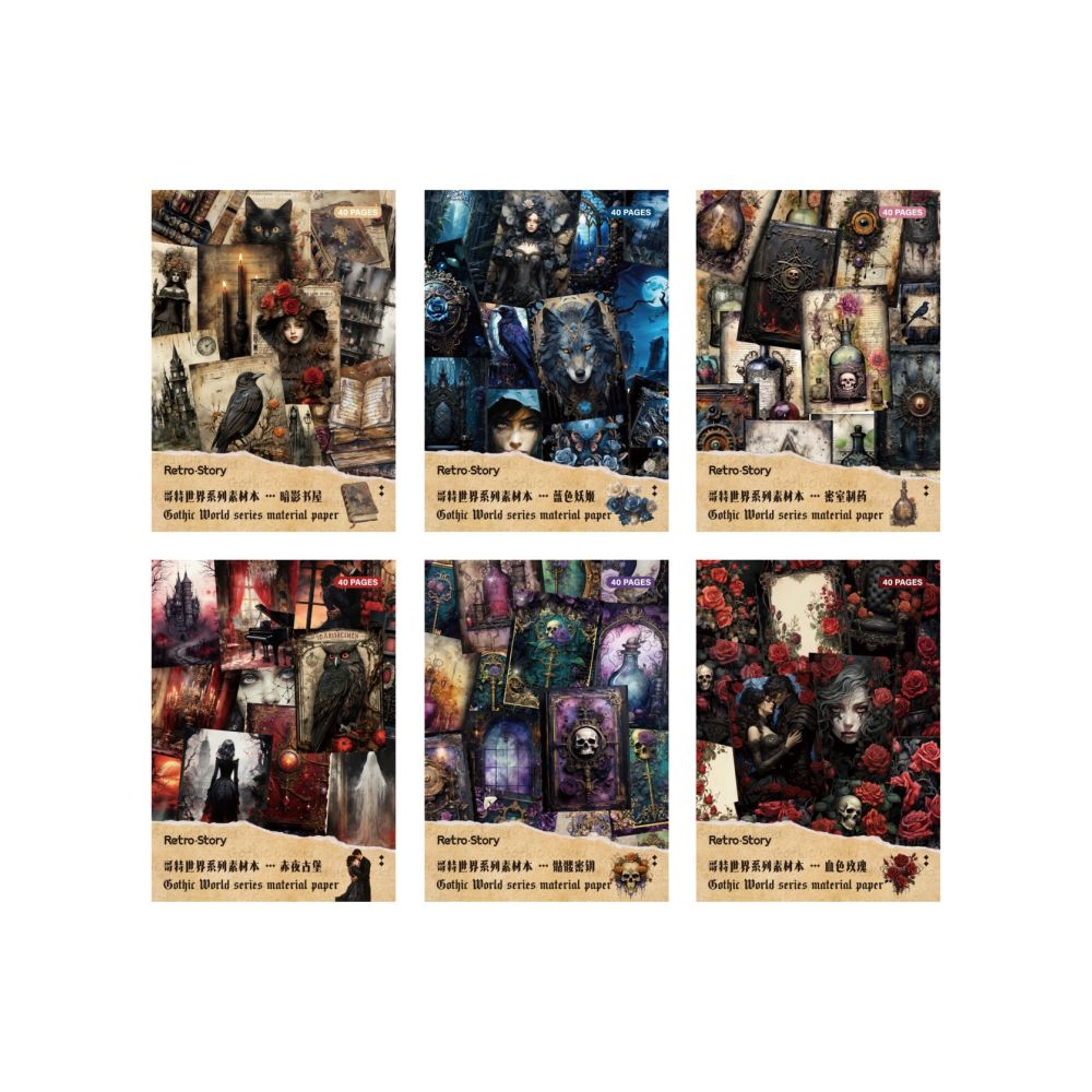Gothic World Series Material paper 40 Sheets 3 Styles image 4