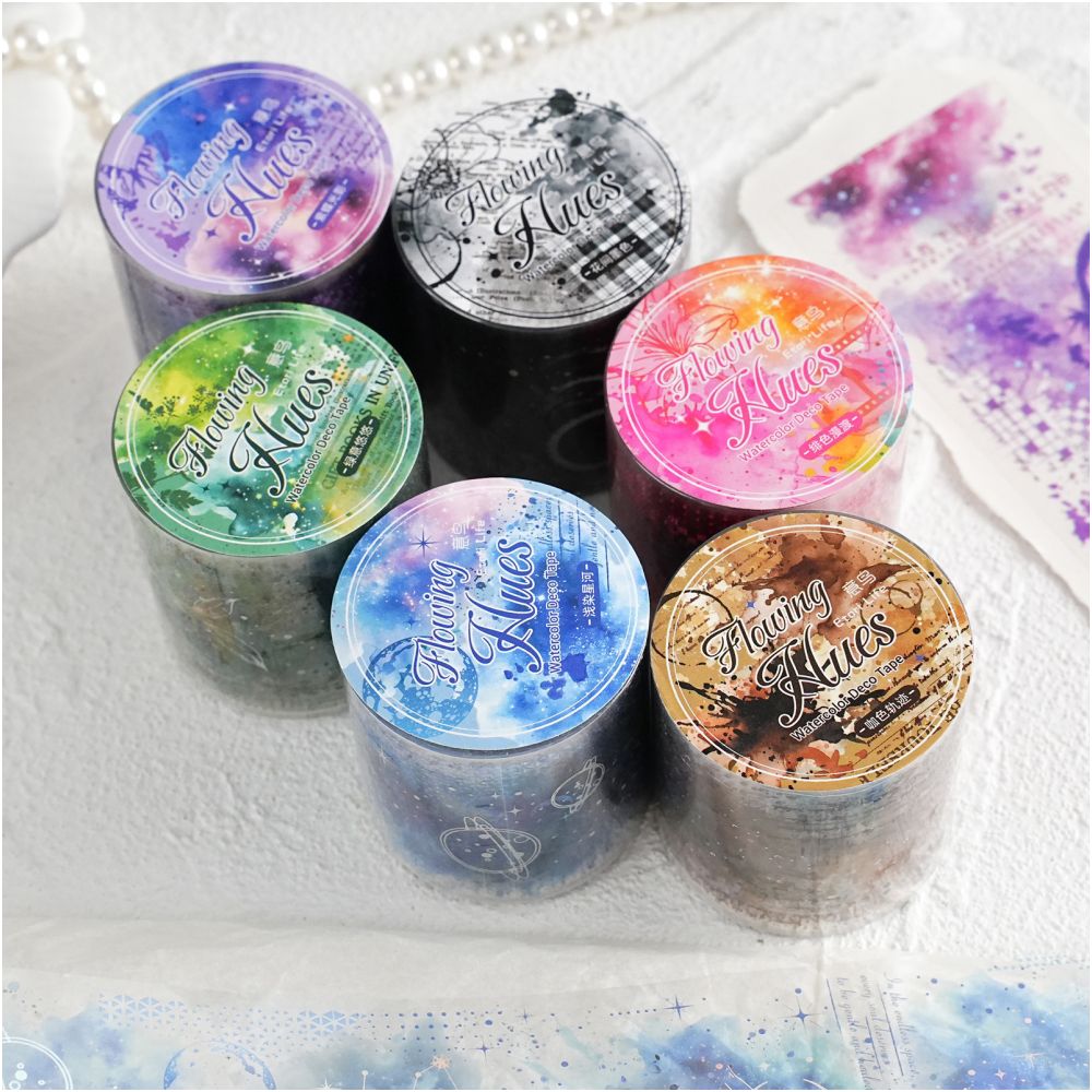 Radiant Dye Series 3D Watercolor PET Tape 6 Designs 4 cm x 2m image 3
