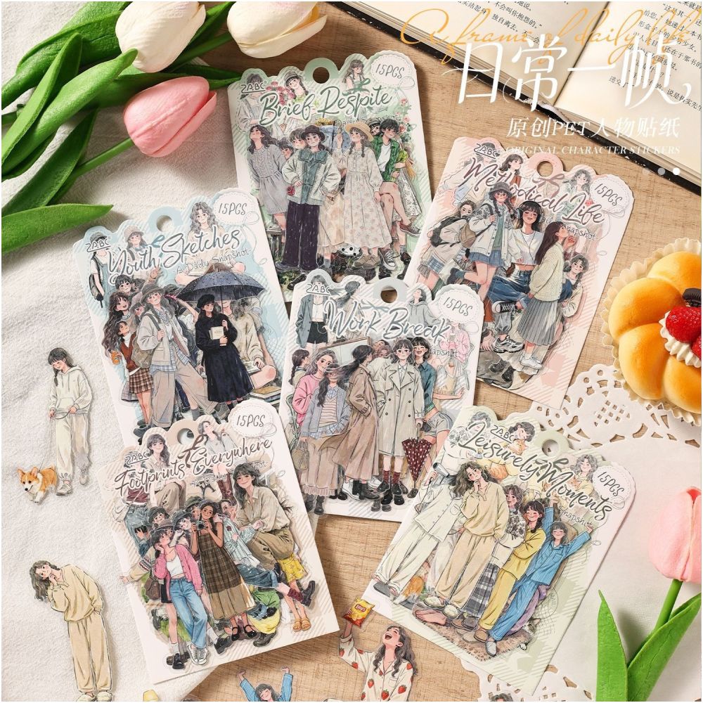 Frame Series Character PET Stickers 15psc 6 variants image 0
