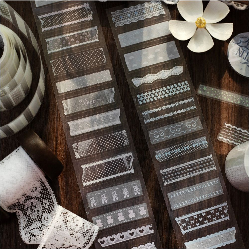 Foggy White Series PET Tape 5cm x 2m 6 Designs image 0