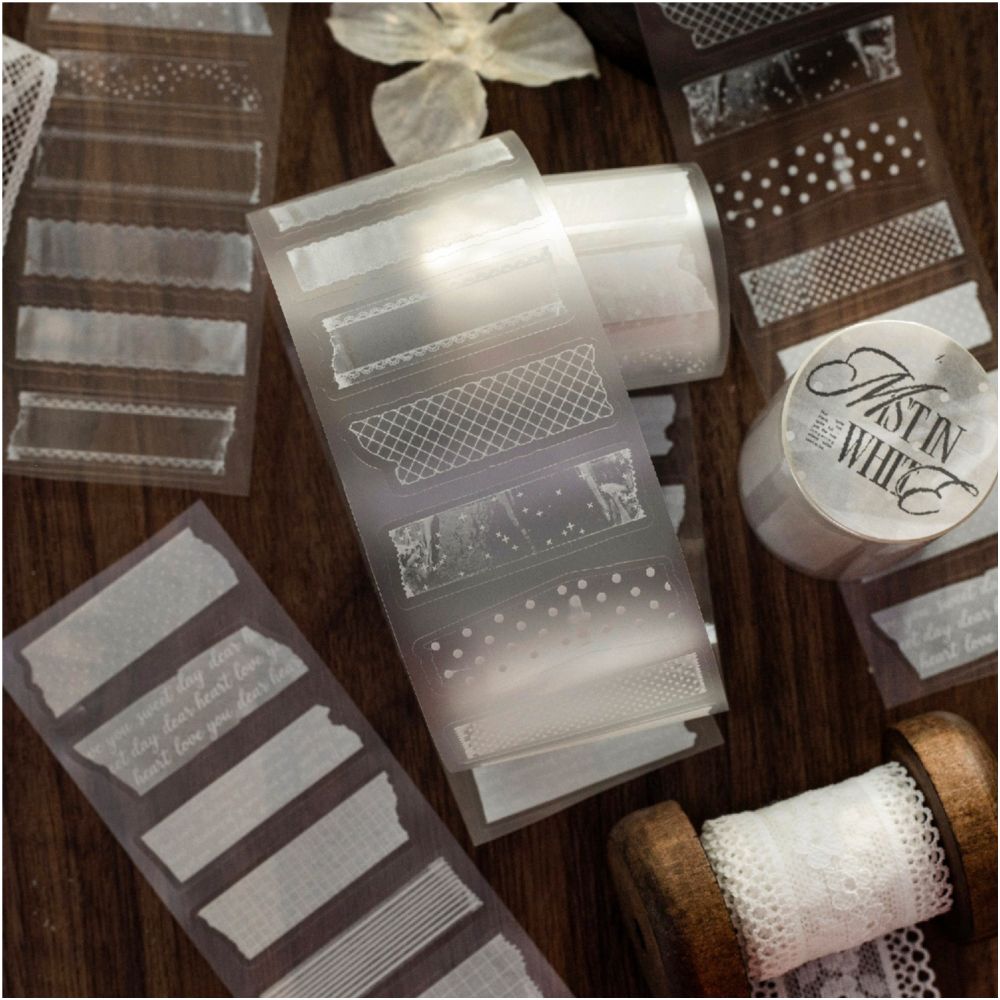 Foggy White Series PET Tape 5cm x 2m 6 Designs image 3