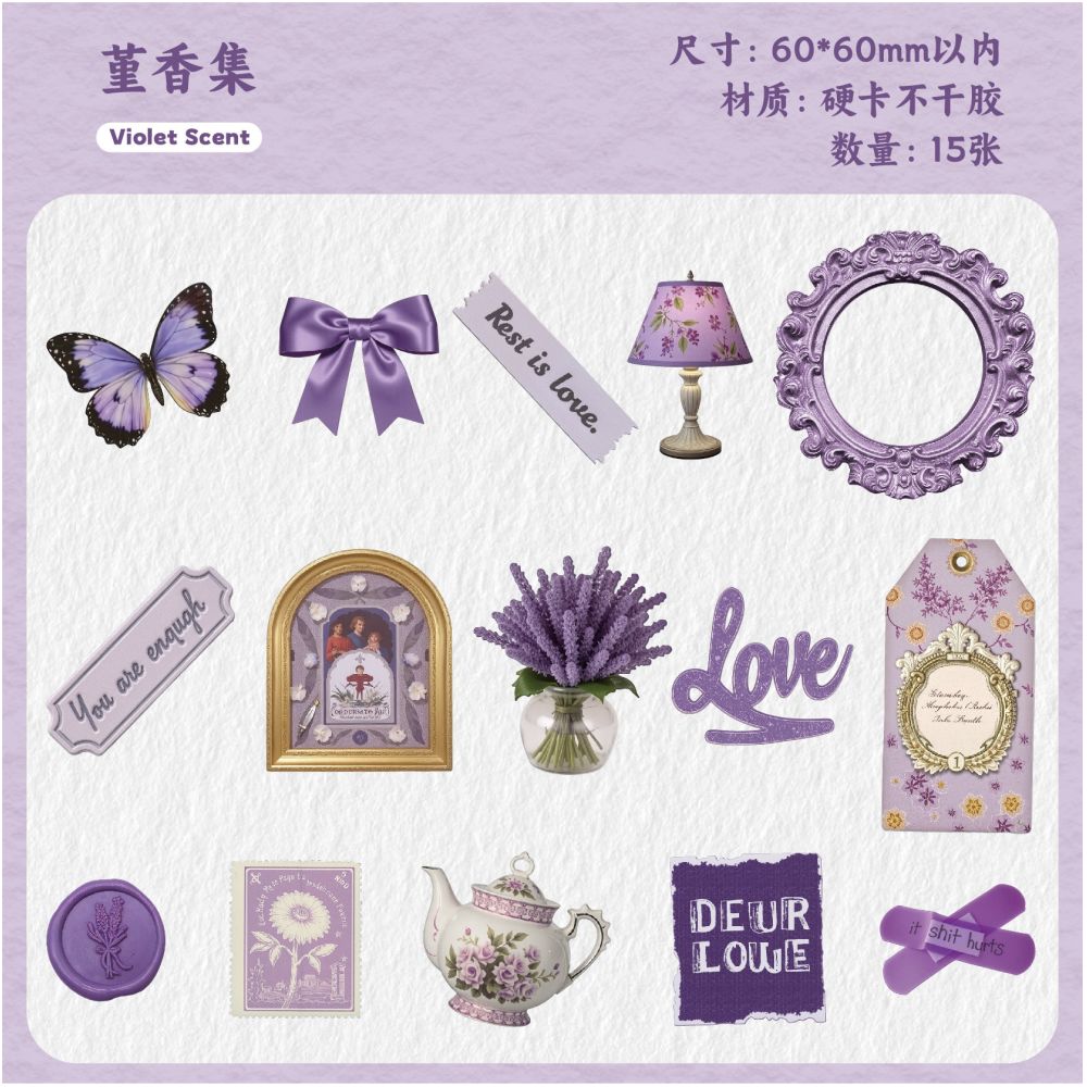 Retro Time Series Paper Stickers 15psc 6 variants