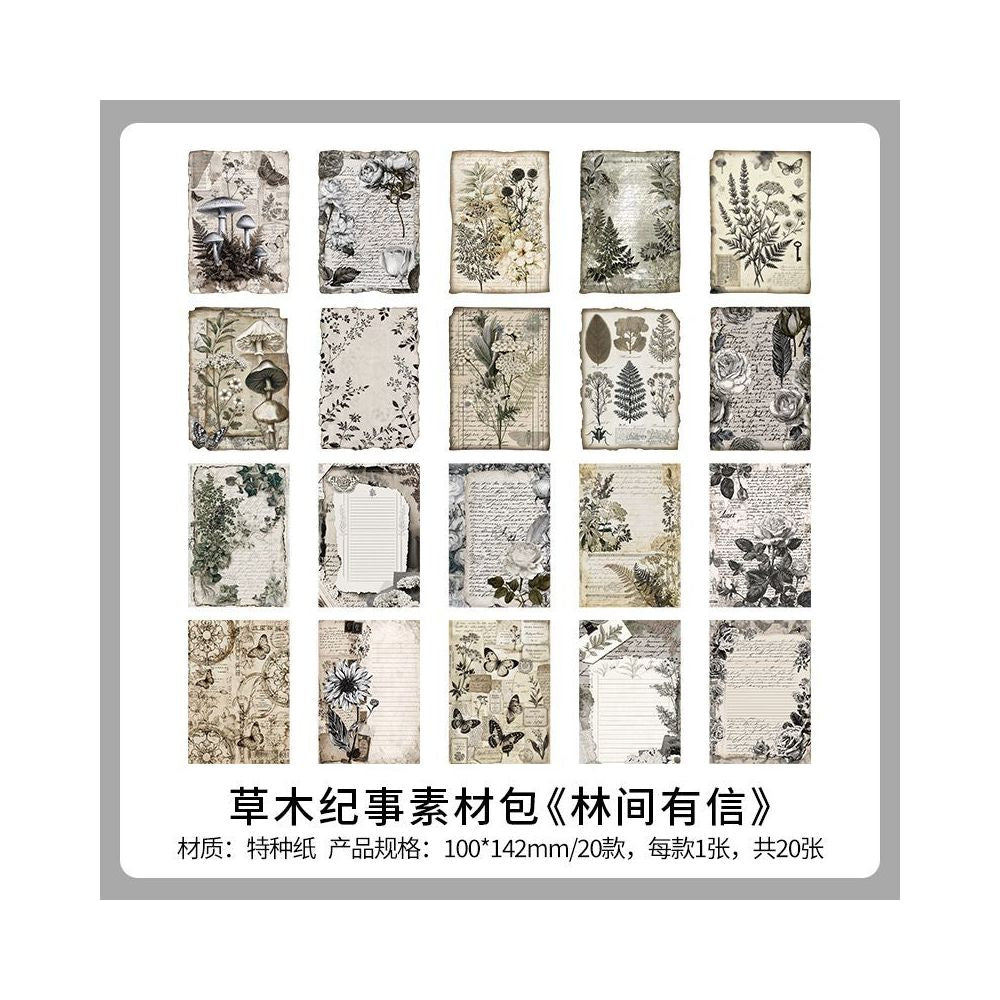 Plant Chronicles Series Material Paper 10cm x 14cm 20 sheets 4 designs