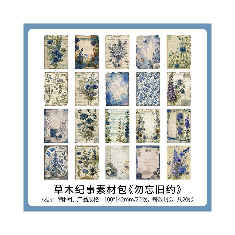Plant Chronicles Series Material Paper 10cm x 14cm 20 sheets 4 designs