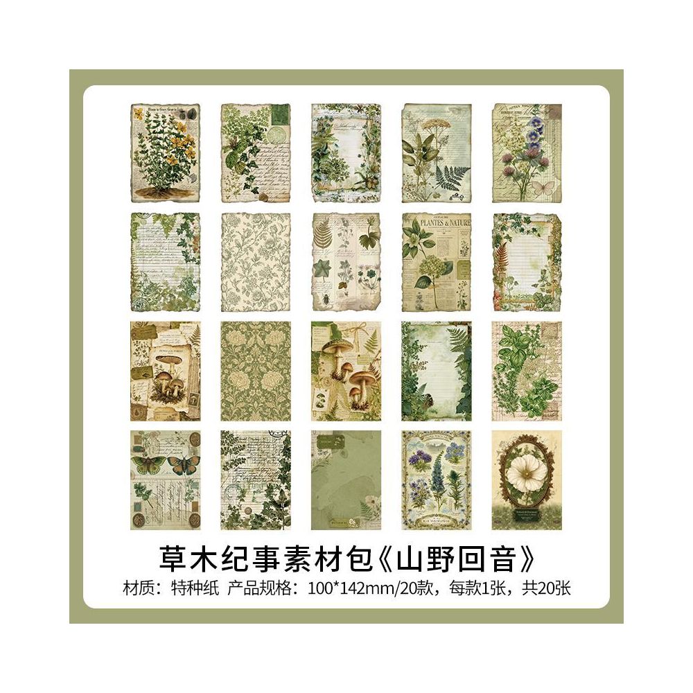 Plant Chronicles Series Material Paper 10cm x 14cm 20 sheets 4 designs