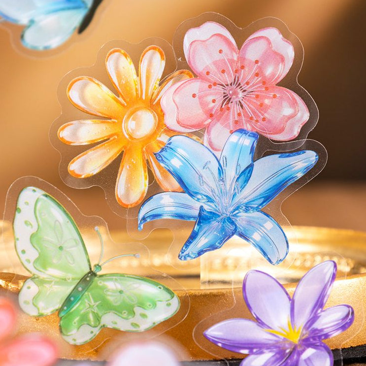 Colourful Glass Butterfly Series PET Stickers 50psc 4 variants image 0