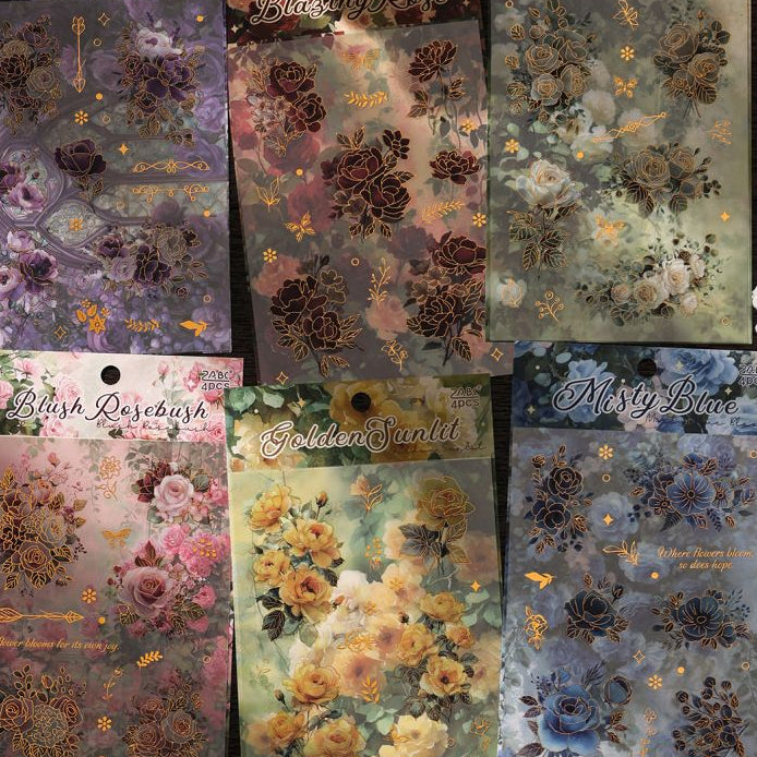 Window Flower Collection PET Stickers 6 Styles 4 Sheets image 0